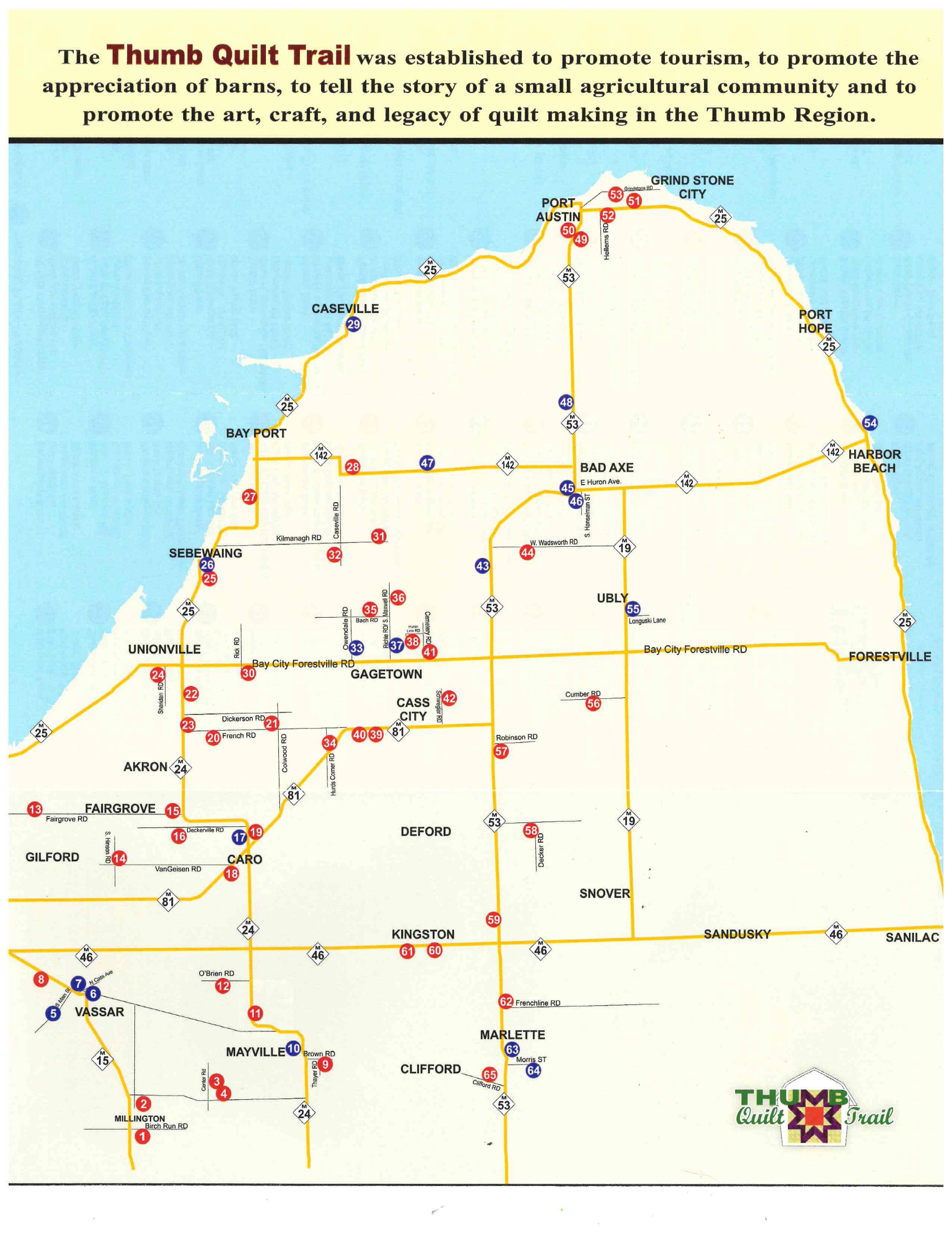 Thumb Quilt Trail Map